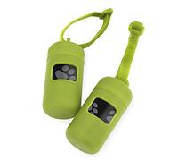 Best Pet Supplies Soporte para bolsa de caca para perro, accesorio de correa, dispensador reutilizable para viajes, caminar, parque y uso al aire libre, duradero con clip, verde lima, (paquete de 2)