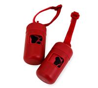 Best Pet Supplies Soporte para bolsas de caca para perro, dispensador reutilizable para viajes, caminar, parque y uso al aire libre, duradero con clip, rojo (paquete de 2)