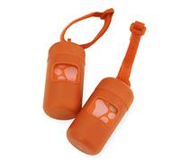 Best Pet Supplies Soporte para bolsas de caca para perro, dispensador reutilizable para viajes, caminar, parque y uso al aire libre, duradero con clip, naranja (paquete de 2)