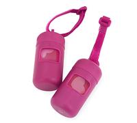 Best Pet Supplies Soporte para bolsas de excremento de perro con 30 bolsas, dispensador reutilizable para viajes, caminar, parque y uso al aire libre, duradero con clip, fucsia, paquete de 2