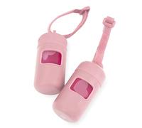 Best Pet Supplies Soporte para bolsas de excremento de perro, dispensador reutilizable para viajes, caminar, parque y uso al aire libre, duradero con clip, color rosa (paquete de 2)