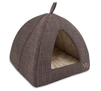 Best Pet Supplies Tienda de campaña para Mascotas, Cama Suave para Perros y Gatos, Lino marrón, 19 x 19 x 19 Pulgadas x 19 Pulgadas