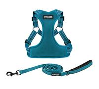 Best Pet Supplies Voyager - Juego de correa de arnés ajustable para perro con rayas reflectantes para caminar, resistente, de cuerpo completo, sin tirones, con correa en D, transpirable para todo tipo