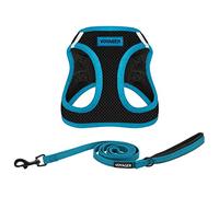 Best Pet Supplies Voyager Step-in Air - Arnés de Malla para Todo Tipo de Clima y Correa Reflectante de 5 pies con Mango de Neopreno, para Perros pequeños, medianos y Grandes, Borde Negro/Azul, XL