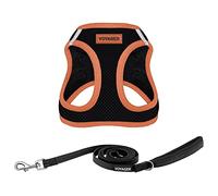 Best Pet Supplies Voyager Step-in Air - Arnés de Malla para Todo Tipo de Clima y Correa Reflectante de 5 pies con Mango de Neopreno, para Perros pequeños, medianos y Grandes, Borde Negro/Naranja, XS