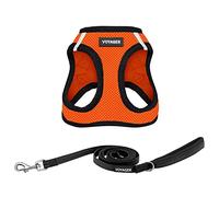 Voyager - Arnés de malla para todo tipo de clima y correa reflectante para perros de 5 pies con mango de neopreno, para cachorros de raza pequeña, mediana y grande por Best Pet Supplies - Base naranja, XXS