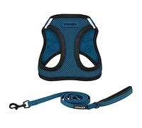 Best Pet Supplies Voyager Step-in Air Arnés de malla para todo tipo de clima y correa reflectante de 1,5 m con mango de neopreno, para perros pequeños, medianos y grandes, azul/borde negro, talla XXXS