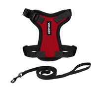 Best Pet Supplies Voyager Step-in Lock - Arnés con Correa Reflectante para Perro, con Mango de Neopreno, 1.5 m, para Gatos de Raza pequeña, Mediana y Grande, Color Rojo/Borde Negro, Talla S