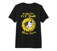Best Pit Bull Dog Mom Ever Sunflower Funny Paw Dog Lover Camiseta Premium