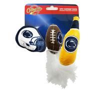 Best Plush Cat Toy - NCAA Penn State Nittany Lions, Juego Completo de 3 Juguetes para Gatos llenos de Hierba gatera Fresca. Incluye: 1 Casco de Juguete para Gatos, 1 Juguete para Gatos de fútbol con