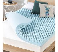 Best Price Mattress Cubrecolchón de Espuma viscoelástica con Forma de Caja de Huevos de 4 Pulgadas con infusión de Gel refrescante, Certificado CertiPUR-US, tamaño Queen, Color Azul Claro