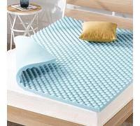 Best Price Mattress Espuma viscoelástica con forma de caja de huevos de 1.5 pulgadas, infusión de gel refrescante, cubrecolchón King, esencial para dormitorio, azul