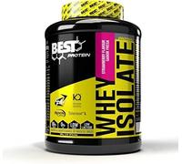 BEST PROTEIN Aislado de suero de leche WHEY ISOLATE 100% PROMIKO CFM® | Índice de proteïna 90% | Con glutamina AJINOMOTO® y enzimas digestivas TOLERASE® (2000 gramos, Fresa)
