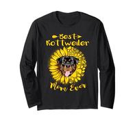 Best Rottweiler Dog Mom Ever Sunflower Funny Paw Dogs Lovers Manga Larga