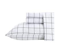 Best Season Juego de sábanas Estampadas a Cuadros de 3 Piezas, tamaño Individual, Microfibra cepillada Doble, súper Suave, Transpirable, Color Negro