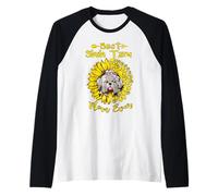 Best Shih Tzu Dog Mom Ever Sunflower Funny Paw Lover Camiseta Manga Raglan