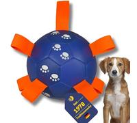 BEST SPORTING Pelota resistente para perros con trabillas, para jugar activamente, tirar y masticar (azul)