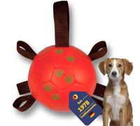 BEST SPORTING Pelota resistente para perros con trabillas, para jugar activamente, tirar y masticar (naranja)
