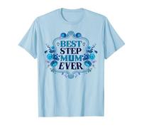 Best Step Mum Ever Flower Blue para La Mejor Mamá del Mundo Camiseta