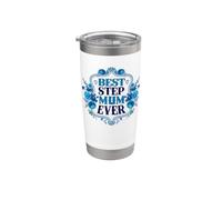 Best Step Mum Ever Flower Blue Para La Mejor Mamá Del Mundo Vaso térmico de acero inoxidable de doble pared