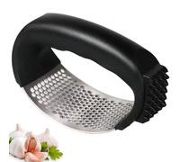 Best - Trituradora de ajos de acero inoxidable fácil de usar, trituradora de ajo y picadora de ajo con abridor de botellas, prensador de ajo resistente, trituradora de jengibre duradera (negro)