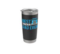 Best Truckin Dad Ever Funny Truck Driver Trucker Dad Vaso térmico de acero inoxidable de doble pared