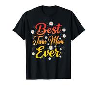 Best Twin Mom Ever Women Grandma Floral Mothers Day Twin Mom Camiseta