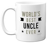 Best Uncle Gifts - World's Best Uncle Ever - Regalos de cumpleaños para Navidad perfecta de sobrina, sobrino, taza para él, tazas de cerámica de 325 ml aptas para lavavajillas y microondas fabricadas