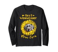 Best Weimaraner Dog Mom Ever Sunflower Funny Paw Dogs Lovers Manga Larga