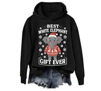 Best White Elephant Gift Ever Sudadera divertida Feliz Navidad elefante blanco regalo camisa unisex, Sudadera con capucha negra, XL
