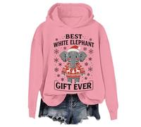 Best White Elephant Gift Ever Sudadera divertida Feliz Navidad elefante blanco regalo camisa unisex, Sudadera con capucha rosa, M