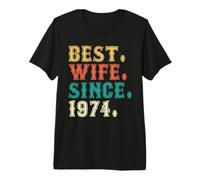 Best Wife Since 1974 Vintage Women 52nd Wedding Anniversary Camiseta Premium