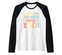 Best Wife Since 2001 Women Vintage 25th Wedding Anniversary Camiseta Manga Raglan