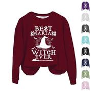 Best Witch Ever - Sudadera de Halloween para mujer, camisetas divertidas de bruja, tallas grandes, disfraces de Halloween, manga larga, cuello redondo, ropa de moda para vacaciones de terror, rosa, M