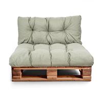 Best Wool Cojines para palets - cojin de Asiento 120x80cm + Respaldo 120x40cm - cojin Palet Relleno de Espuma granulada - en la terraza y en el jardín