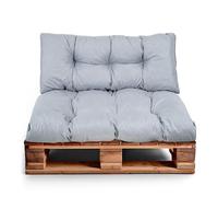 Best Wool Cojines para palets Resistente a Las Condiciones climáticas - cojin de Asiento 120x80cm + Respaldo 120x40cm - cojin Palet Relleno de Espuma granulada - en la terraza y en el jardín