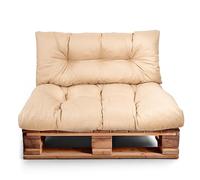 Best Wool Cojines para palets Resistente a Las Condiciones climáticas - cojin de Asiento 120x80cm + Respaldo 120x40cm - cojin Palet Relleno de Espuma granulada - en la terraza y en el jardín