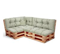 Best Wool Cojines para palets - Set de 2 Cojines de Asiento 120x80cm + Respaldo 120x40 y 60x40 40x40 - cojin Palet Relleno de Espuma de poulirette granulada - en la terraza y en el jardín