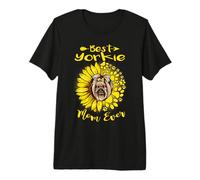 Best Yorkie Dog Mom Ever Sunflower Funny Paw Dogs Lovers Camiseta Premium