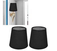 BestAlice - 2 Pantallas de Lámpara Pequeñas, Pantalla de Tela de Tela, Pantallas de Lámpara de Araña, Pantalla de Lámpara de Interior con Clip, Pantalla de Tela de Estilo Europeo para(Negro)