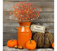 BestAlice 4 tallos de bayas artificiales, 40 cm, tallos falsos de calabaza naranja, ramas de bayas, púas florales de otoño para jarrones, manualidades, ramitas de calabaza