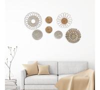 BestAlice 7 Piezas de Decoración de Pared de Ratán Tejido Bohemio para Colgar en la Pared, Plato Decorativo para Dormitorio, Sala de Estar, Estudio, Tejido a Mano, Características de Ratán, Decoración