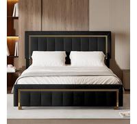 BestAlice Cama tapizada de 140 x 200 cm, cama para adultos con espacio de almacenamiento, terciopelo, cama doble con cabecero vertical estructurado, somier de láminas, marco de cama de metal, color
