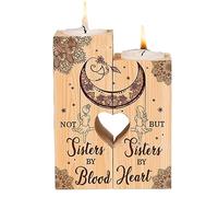 BestAlice Candelabros con Forma de Corazón, Portavelas de Doble Cara, Regalos de Amistad para Mujeres Amigas, Regalos únicos Y Significativos para Mujeres, Diseño de Corazón de Madera(D)