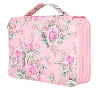 BestAlice Estuche para Lápices, 200 Ranuras, Estuche Organizador de Gran Capacidad, Bolsa de Almacenamiento con Cremallera de 4 Capas con Compartimento, Soporte para Bolígrafo,(fundación rosa)