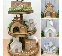 BestAlice Kit de bandeja de madera para tumba de Jesús de Pascua 2023, decoración de bandeja escalonada con letrero de Jesús de Pascua, decoración de bandeja escalonada de Pascua (juego de 4)