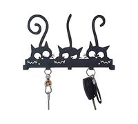 BestAlice Llavero creativo negro con 5 ganchos, organizador de correo y llavero, gancho decorativo de metal para colgar en la pared, ganchos para colgar en la pared, para pasillo, A