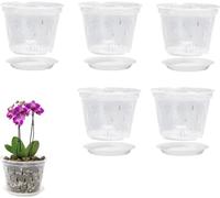 BestAlice Paquete de 15macetas de orquídeas de 6 pulgadas con agujeros y platillos, macetas de plástico transparente para plantas y trasplantes