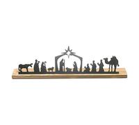 BestAlice Portavelas de Navidad, Vela Central de Metal de 11.8 Pulgadas, Juego de Belén con Base de Madera para Decoración de Mesa de Boda, Fiesta Interior de Navidad(A)