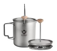 Bestargot Cafetera Francesa de Presión, Olla de Titanio Puro con Sistema de Filtración de Acero Inoxidable, Taza Multifuncional para Exteriores, Gran Capacidad 750 ml